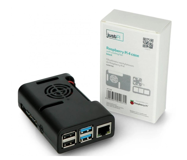Raspberry Pi Obudowa justPi do RPi 4B z wentylatorem - czarna - 635148 - zdjęcie